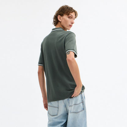 Coach Signature Trim Polo In Organic Cotton Ivy