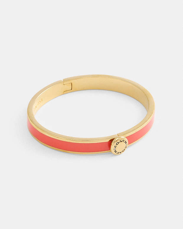 Coach Rivet Enamel Hinged Bangle Gold-Red Gold-Red