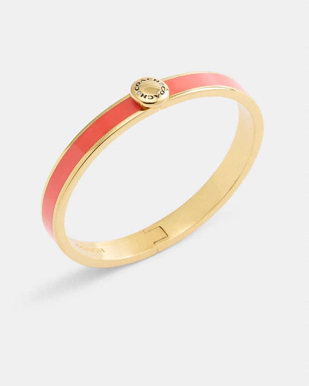 Coach Rivet Enamel Hinged Bangle Gold-Red Gold-Red