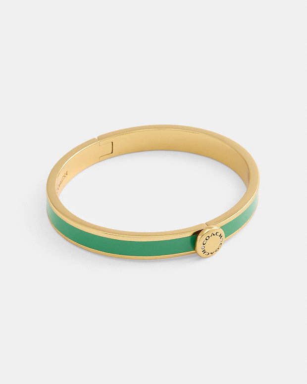 Coach Rivet Enamel Hinged Bangle Gold-Green Gold-Green