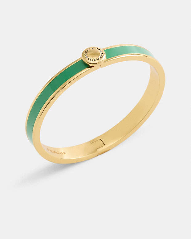 Coach Rivet Enamel Hinged Bangle Gold-Green Gold-Green