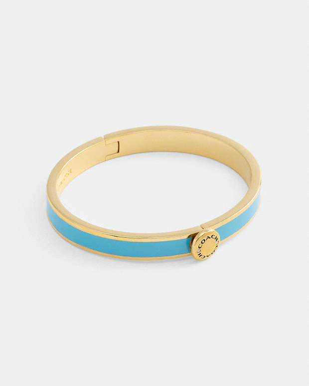 Coach Rivet Enamel Hinged Bangle Gold-Blue Gold-Blue
