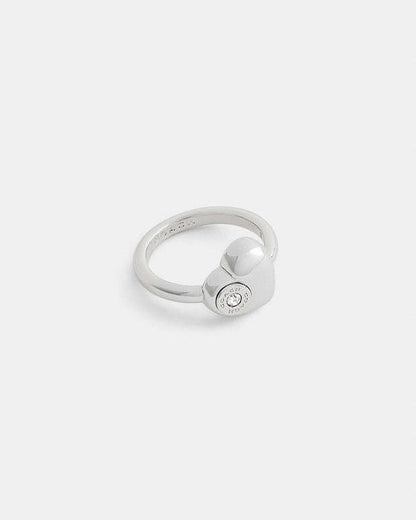 Open Circle Heart Ring Silver Silver
