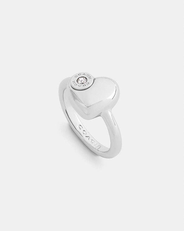Open Circle Heart Ring Silver Silver