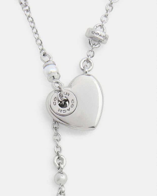 Open Circle Heart Y Necklace Silver Silver