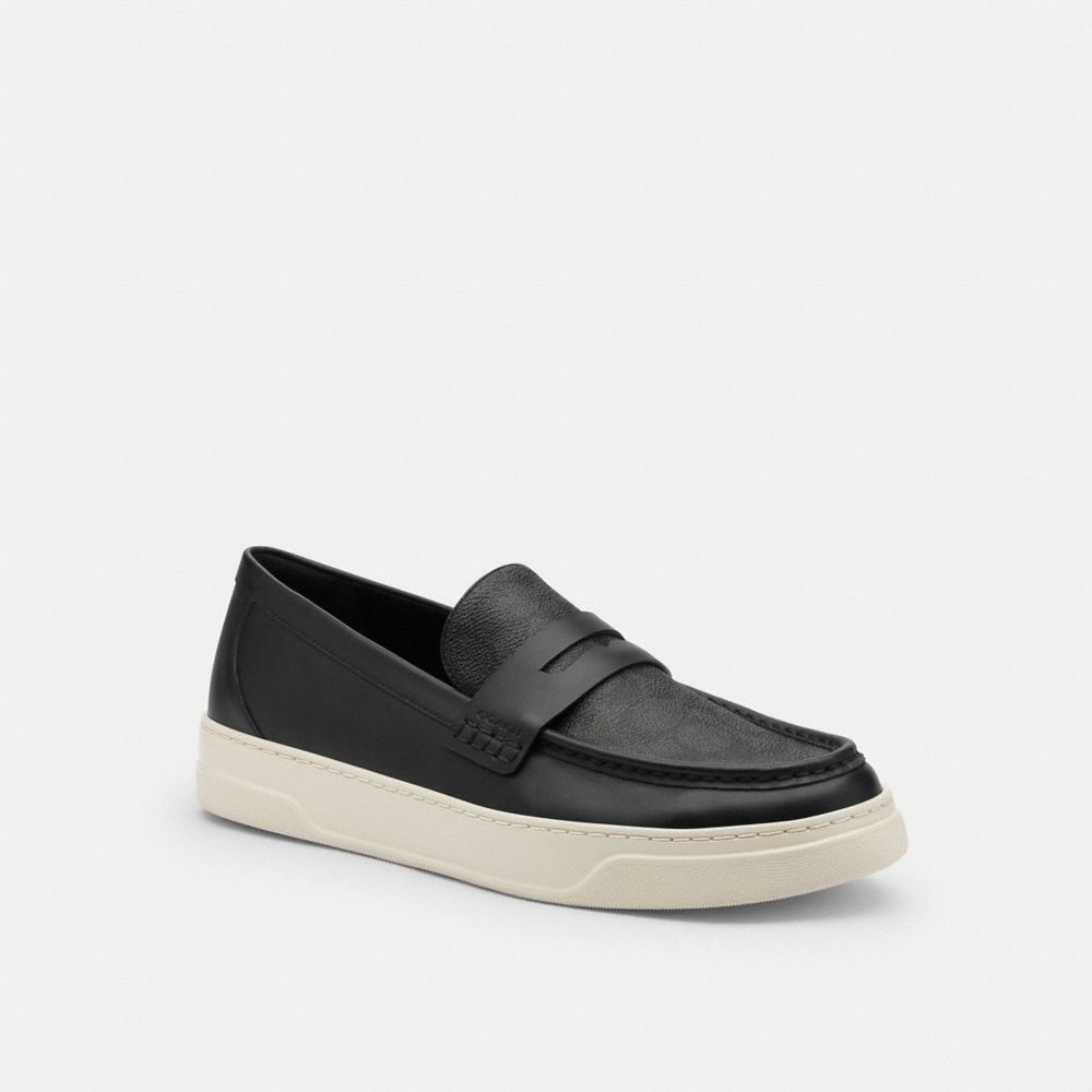 Coach Hybrid Loafer With Signature Canvas Charcoal Black