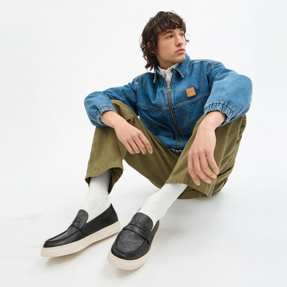 Coach Hybrid Loafer With Signature Canvas Charcoal Black