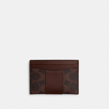 Coach Essential Card Case In Signature Canvas Brass Maple