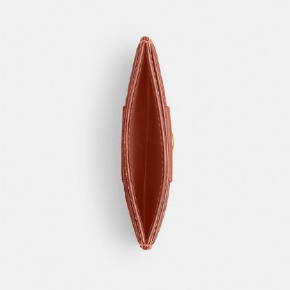 Coach Essential Card Case In Signature Canvas Brass Melon Pink
