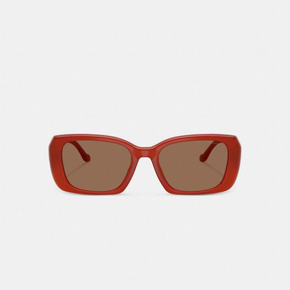 Coach Maxi Sculpted C Oversized Rectangle Sunglasses Burnt Orange