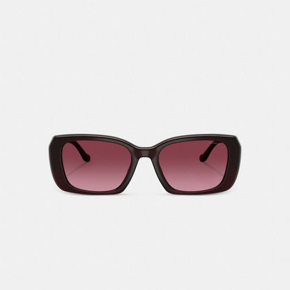 Coach Maxi Sculpted C Oversized Rectangle Sunglasses Merlot