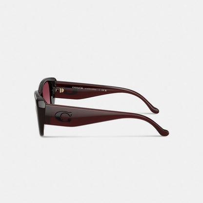 Coach Maxi Sculpted C Oversized Rectangle Sunglasses Merlot