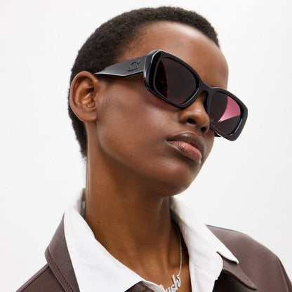 Coach Maxi Sculpted C Oversized Rectangle Sunglasses Merlot
