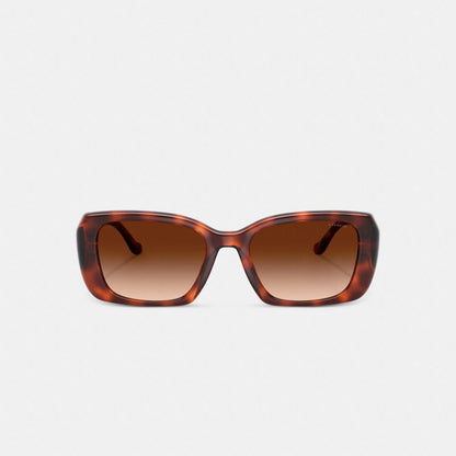 Coach Maxi Sculpted C Oversized Rectangle Sunglasses Caramel Tortoise