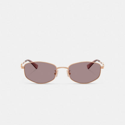 Coach Coach Script Metal Narrow Rectangle Sunglasses Rose Gold