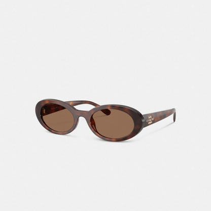 Coach Narrow Oval Sunglasses Dark Tortoise
