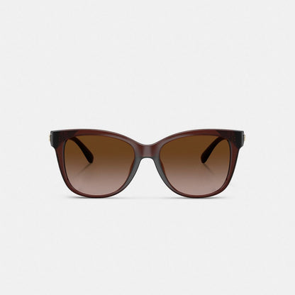 Coach Signature Heart Oversized Square Sunglasses Milky Brown