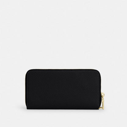 Coach Long Zip Around Wallet With Detachable Card Case Gold Black