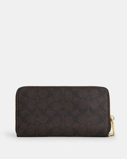 Long Zip Around Wallet With Detachable Card Case In Signature Canvas Signature Canvas-Gold-Walnut-Black Signature Canvas-Gold-Walnut-Black