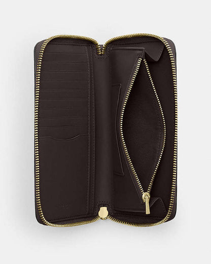 Long Zip Around Wallet With Detachable Card Case In Signature Canvas Signature Canvas-Gold-Walnut-Black Signature Canvas-Gold-Walnut-Black