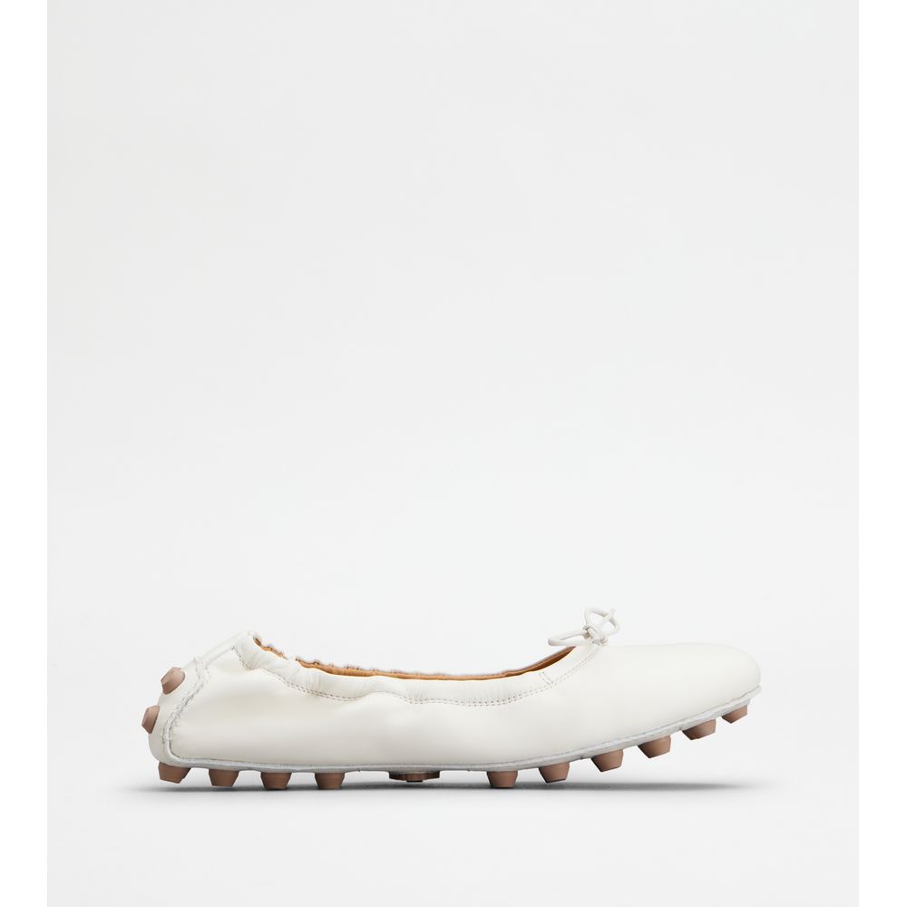 Tods Bubble Ballerinas In Leather White Womens