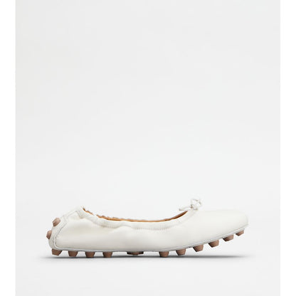 Tods Bubble Ballerinas In Leather White Womens