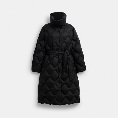 Coach Quilted Long Puffer Black