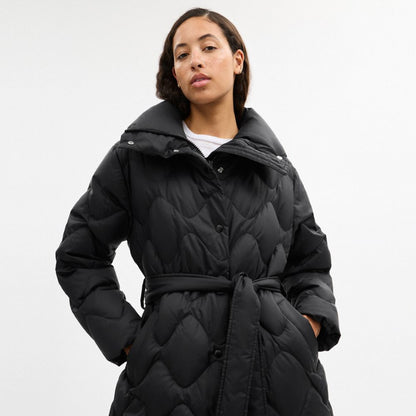 Coach Quilted Long Puffer Black