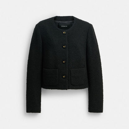 Coach Boucle Cardigan Jacket Black