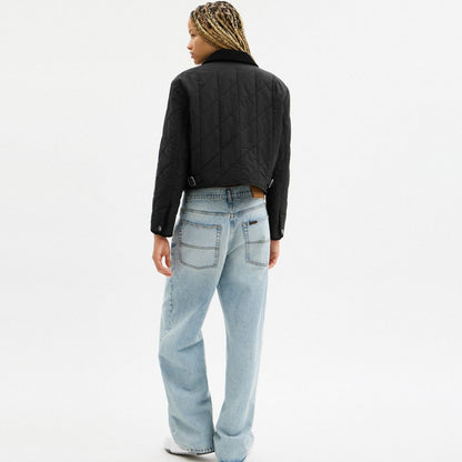 Coach Quilted Jacket With Corduroy Collar Black