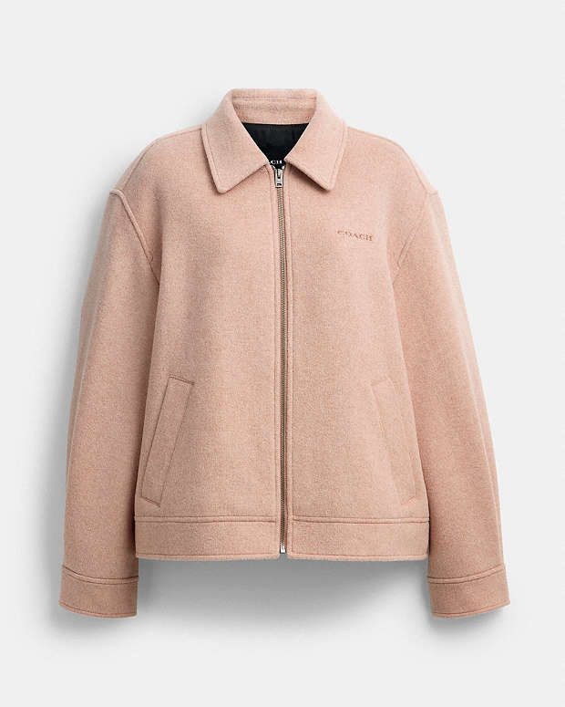 Zip Front Wool Jacket Blush Blush