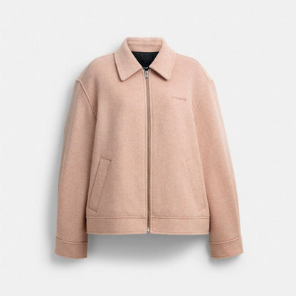 Coach Zip Front Wool Jacket Blush