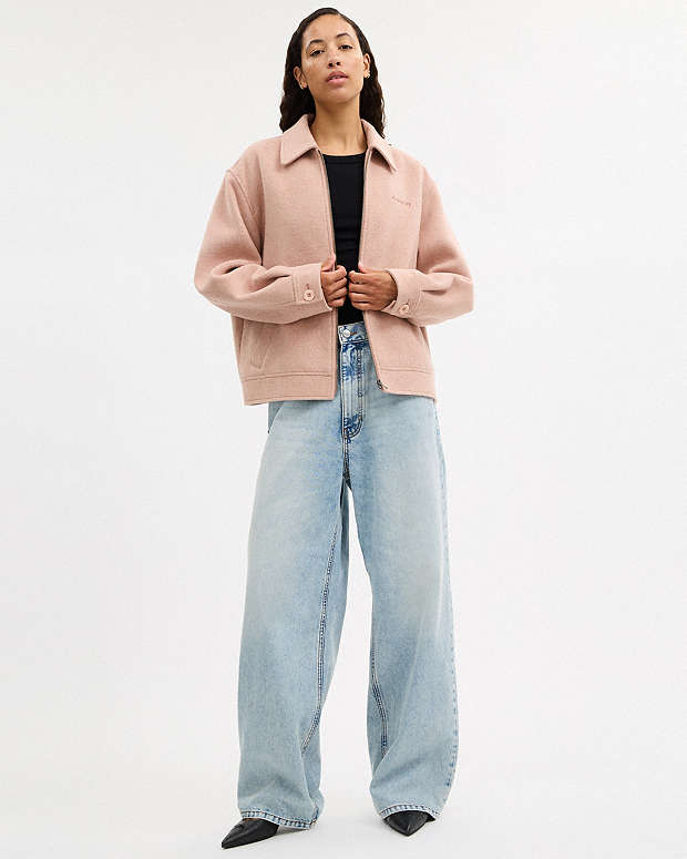 Zip Front Wool Jacket Blush Blush