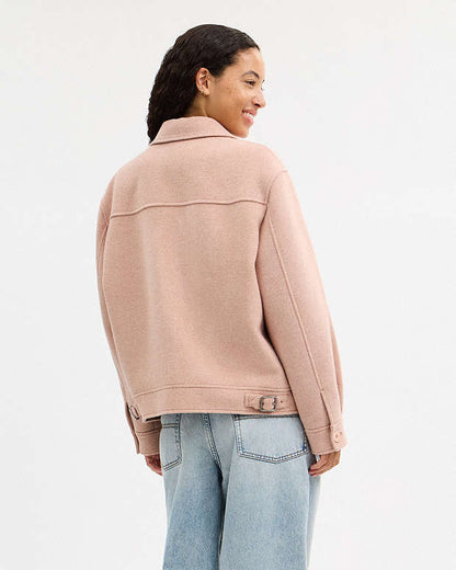 Zip Front Wool Jacket Blush Blush