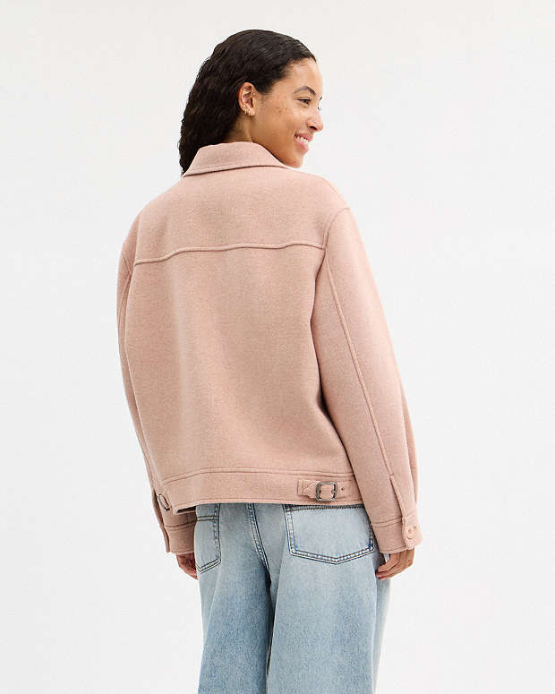Zip Front Wool Jacket Blush Blush