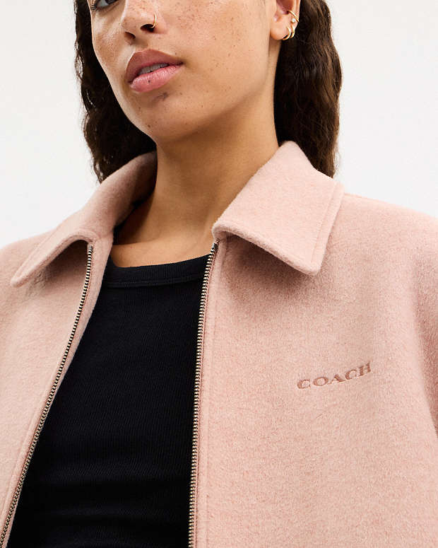 Zip Front Wool Jacket Blush Blush