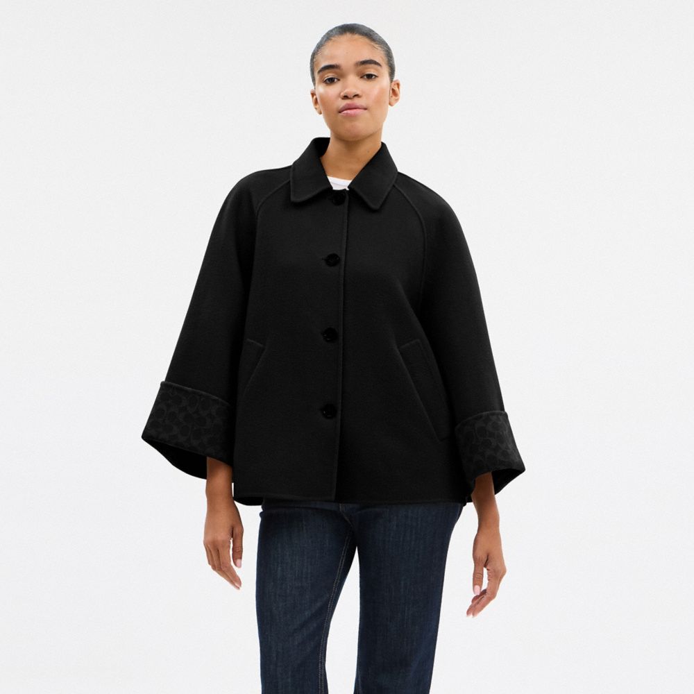 Coach Wool Swing Coat Black