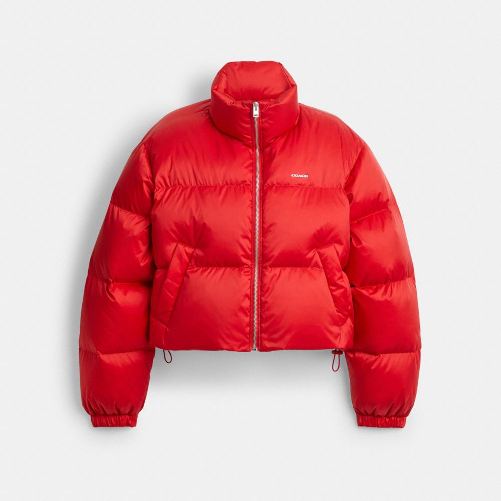 Coach Short Cropped Puffer Jacket Red