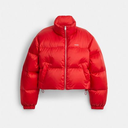 Coach Short Cropped Puffer Jacket Red
