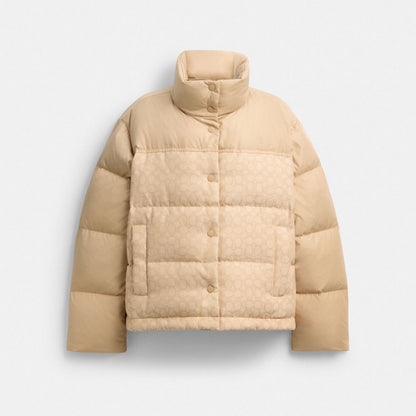 Coach Signature Down Jacket Light Khaki
