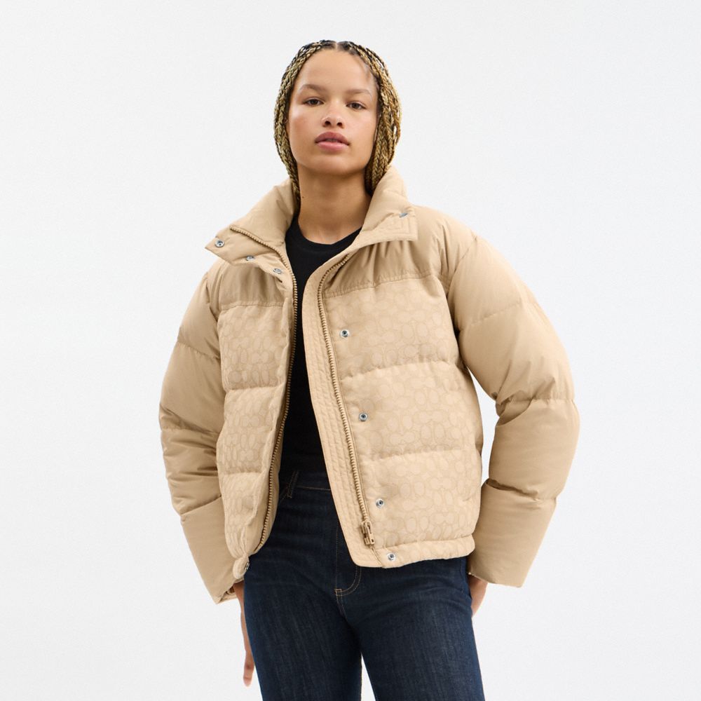 Coach Signature Down Jacket Light Khaki
