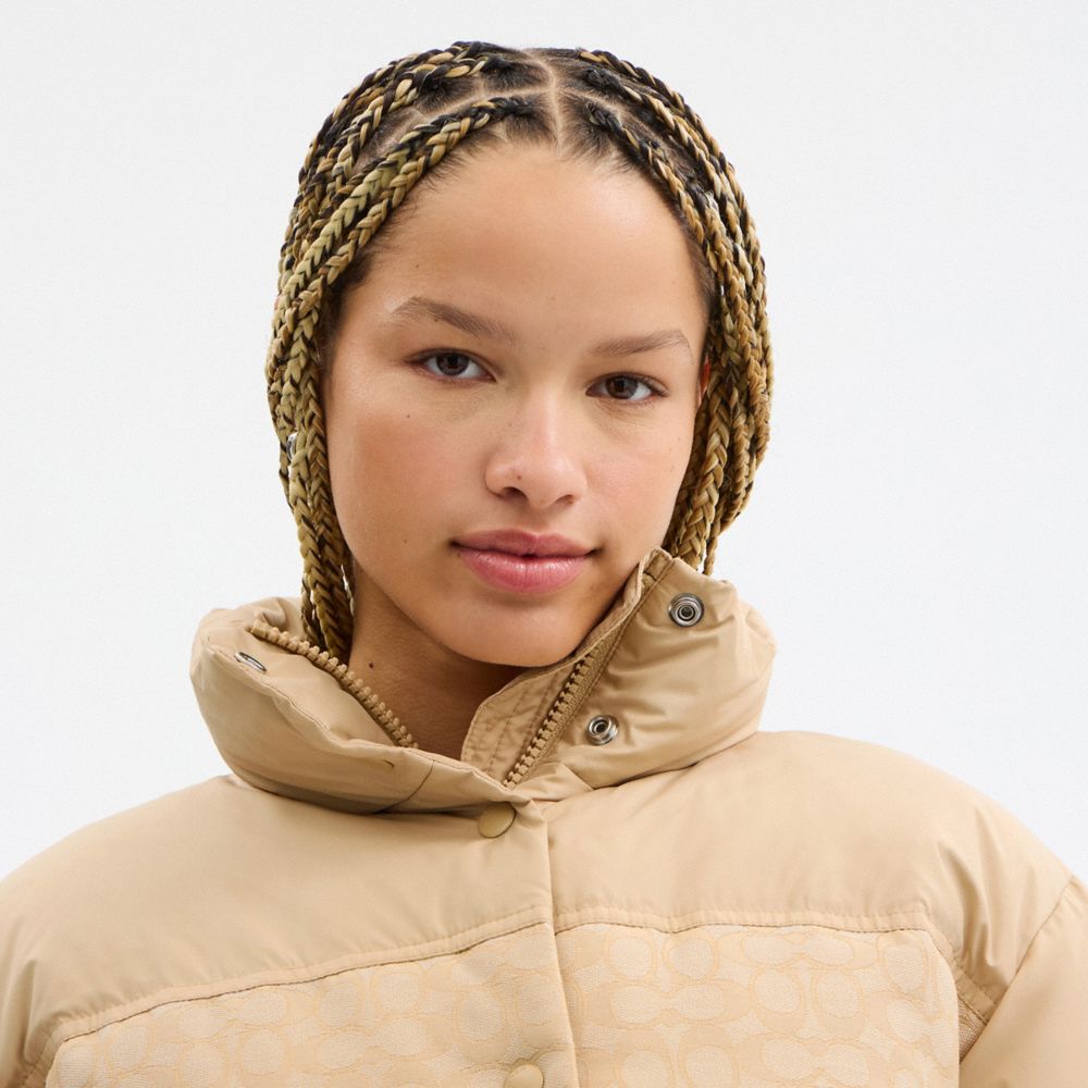 Coach Signature Down Jacket Light Khaki