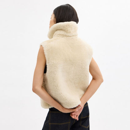 Coach Reversible Shearling Vest Hickory