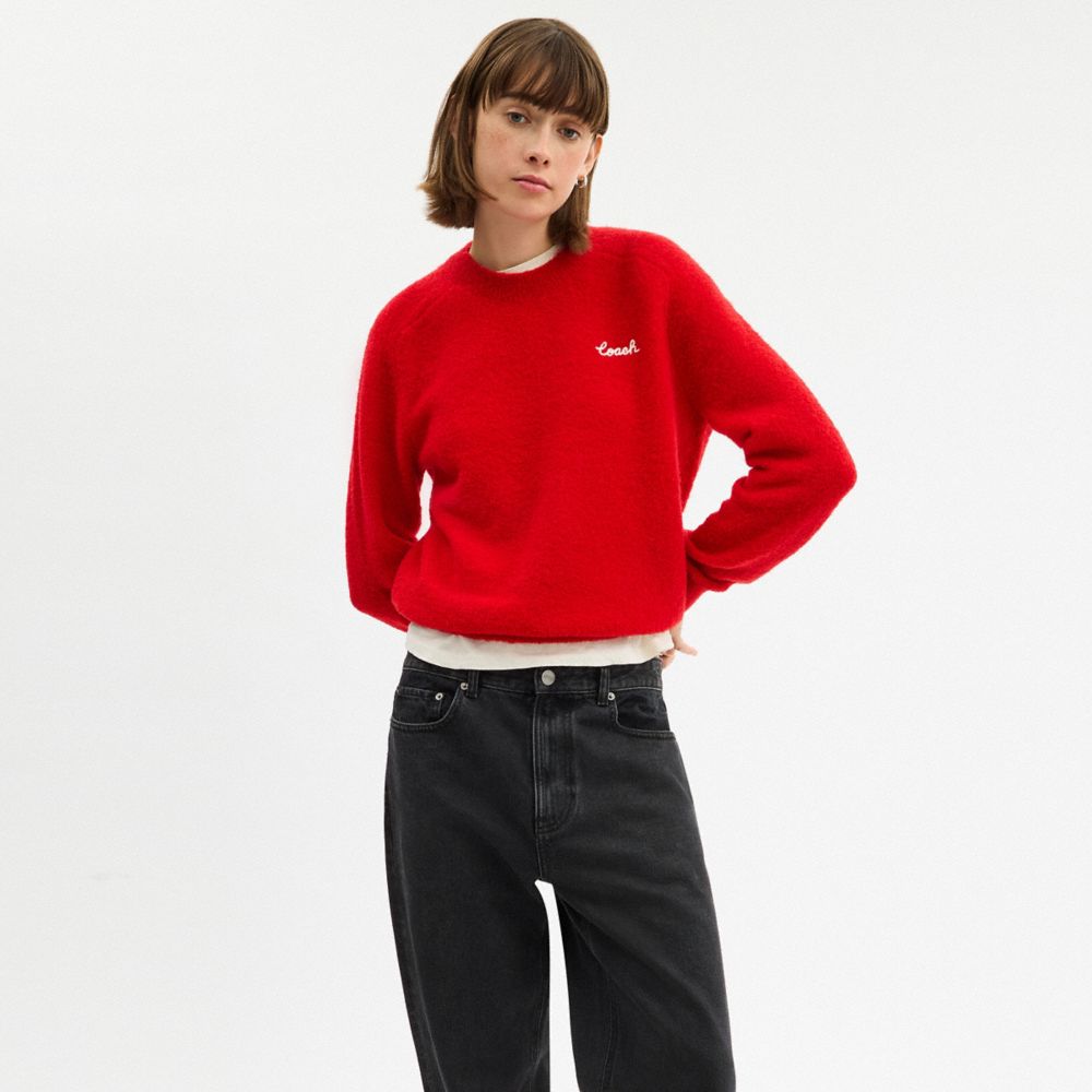 Coach Coach Embroidered Crewneck Sweater Red