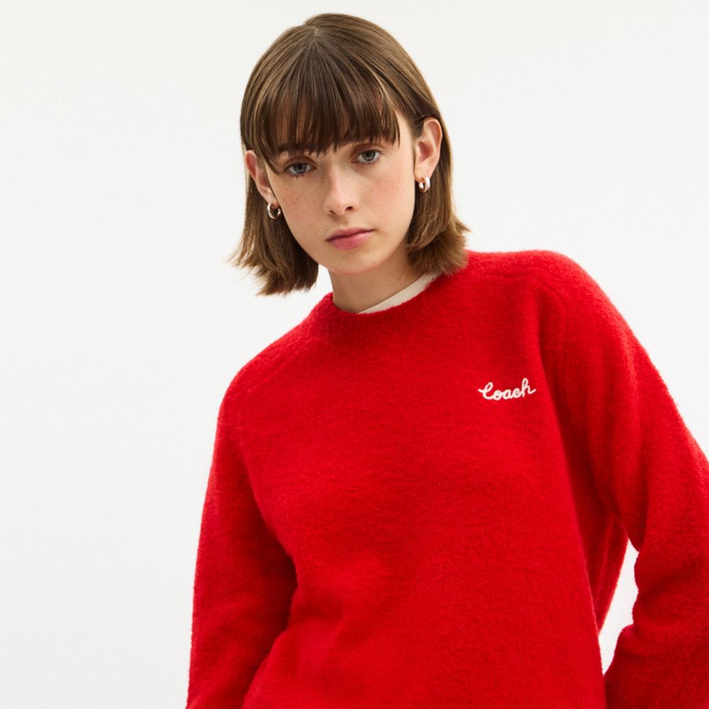 Coach Coach Embroidered Crewneck Sweater Red