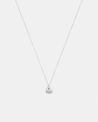 Open Circle Heart Pendant Necklace Silver Silver