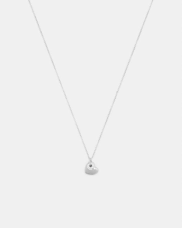 Open Circle Heart Pendant Necklace Silver Silver
