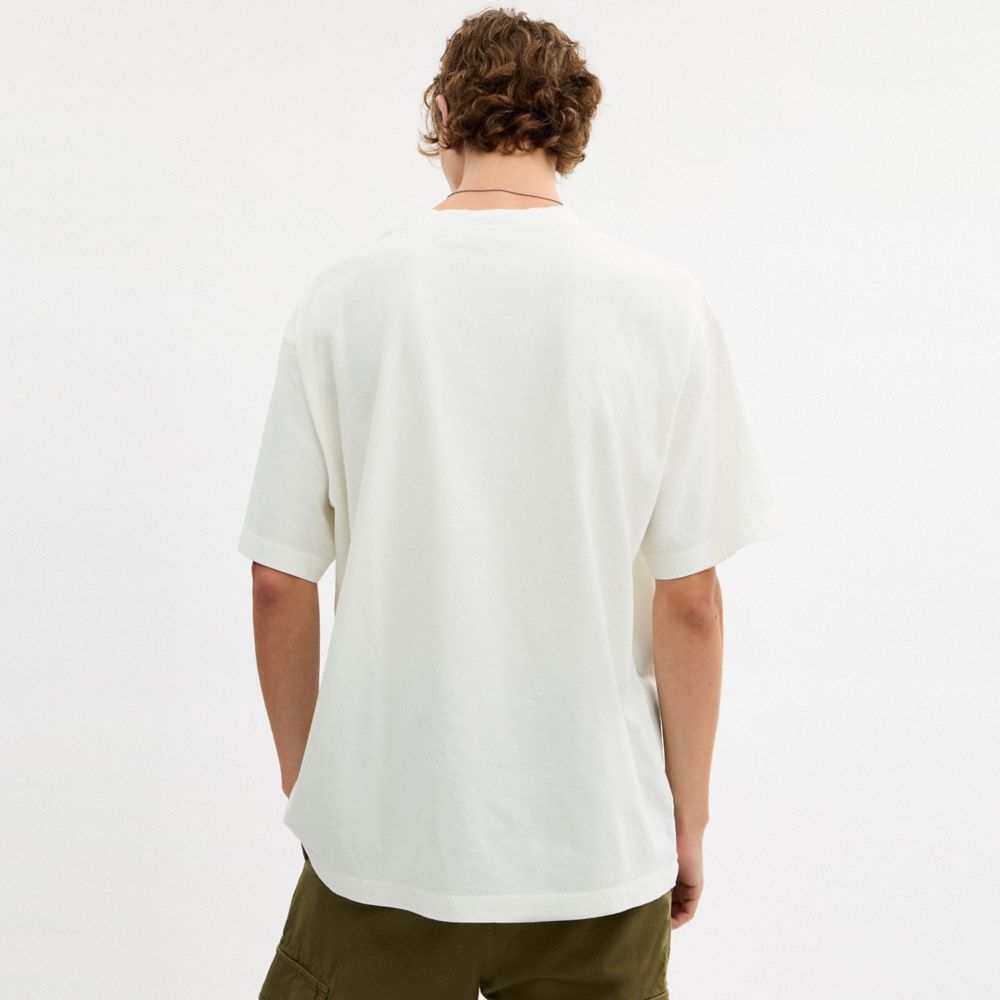 Coach Collage Train Relaxed T Shirt In Organic Cotton Vintage Ivory