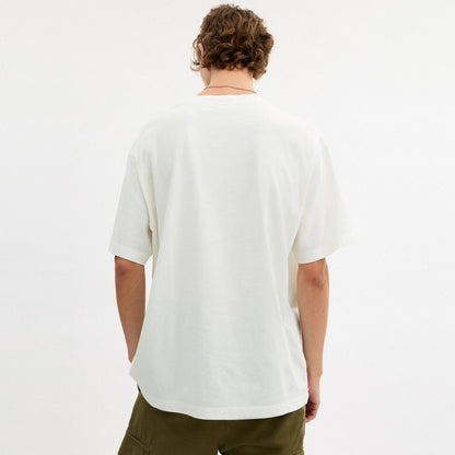 Coach Collage Train Relaxed T Shirt In Organic Cotton Vintage Ivory