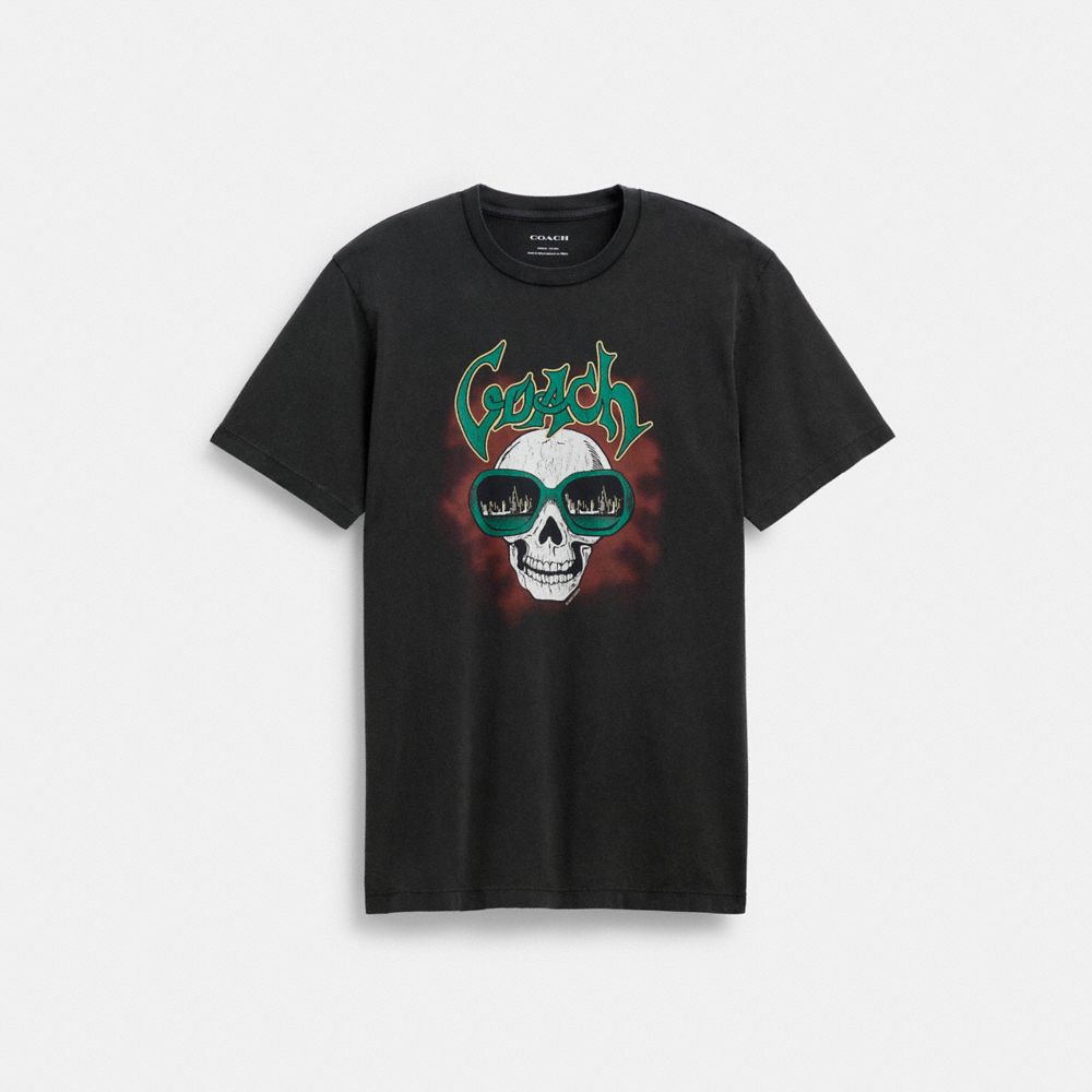 Coach Skull Classic T Shirt Garment Dye Black